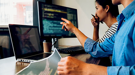 Man and woman working
